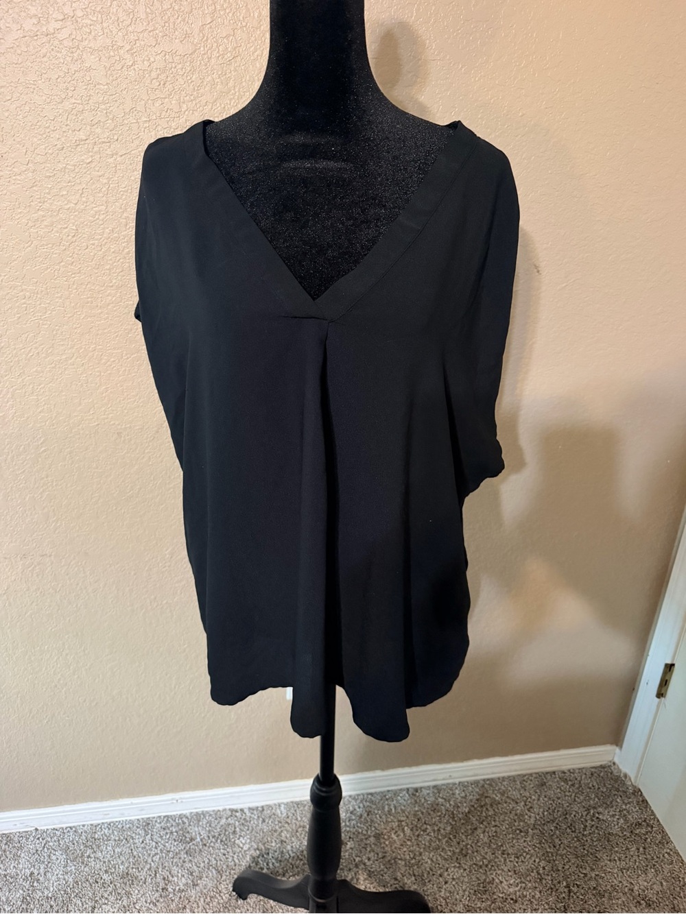 Banana Republic Black V-Neck Pleated Blouse